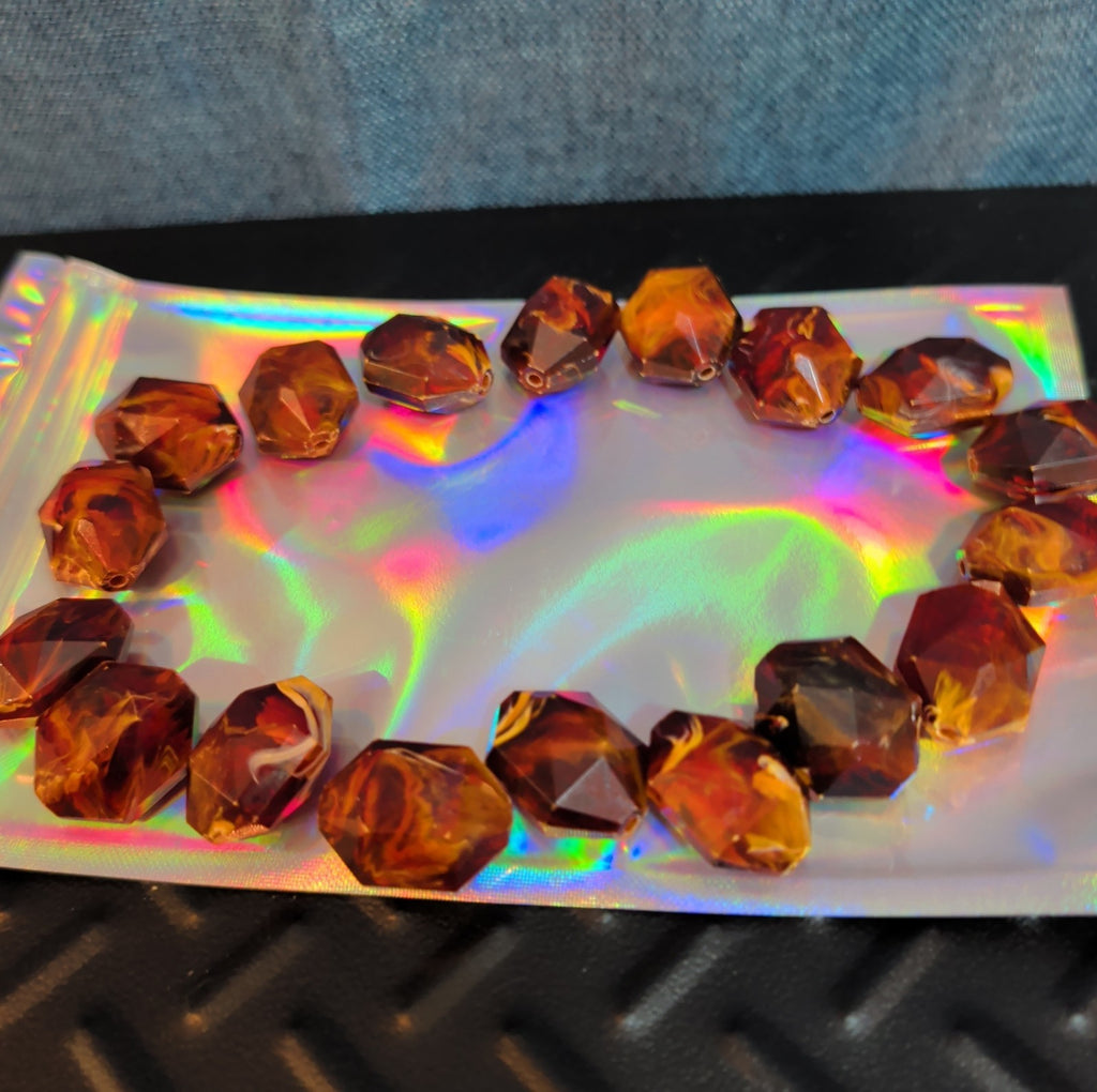 18 Baroque Pre-Drilled Faceted Tortoise Plastic Beads 3oz Craft Lot