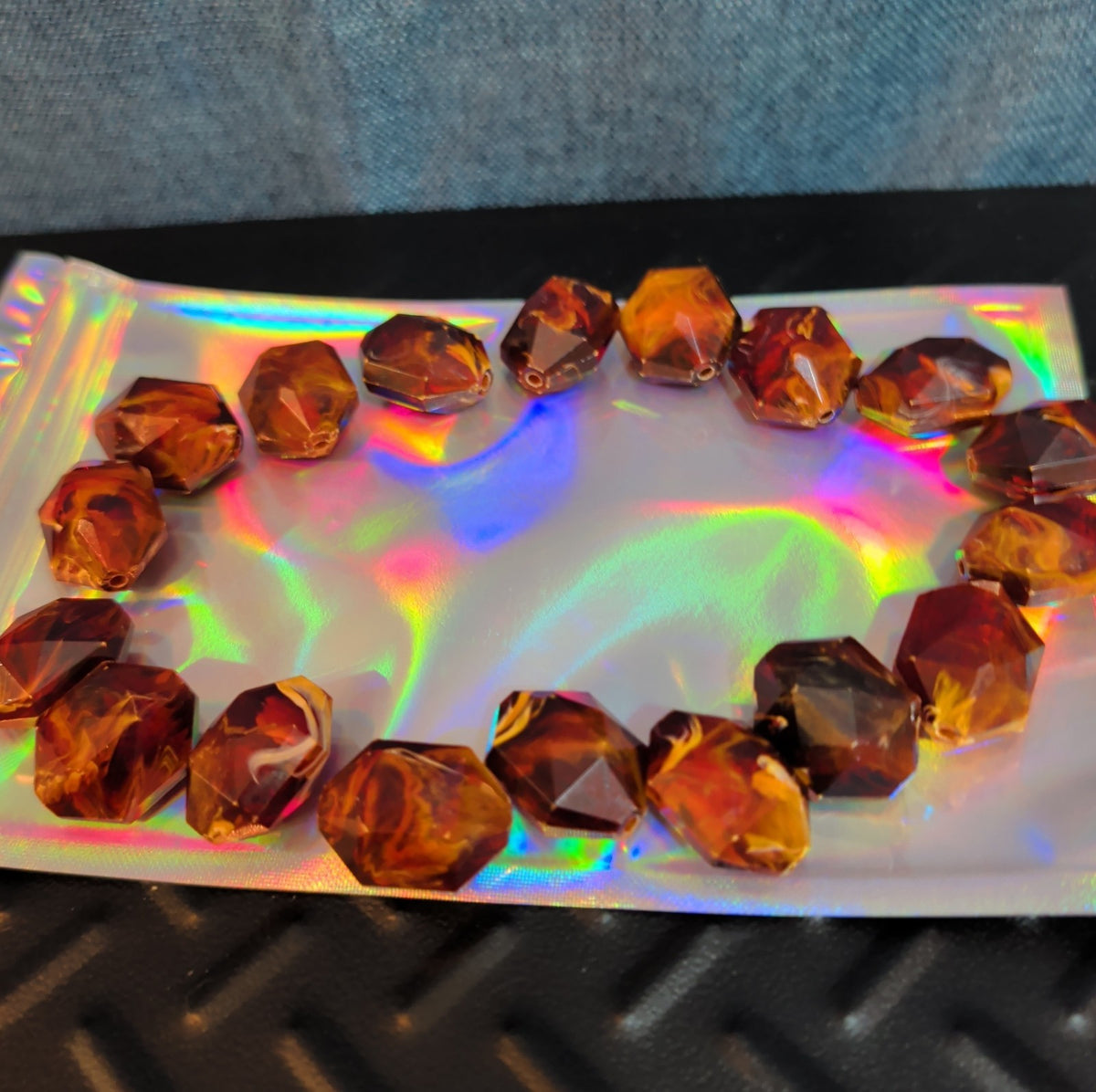 18 Baroque Pre-Drilled Faceted Tortoise Plastic Beads 3oz Craft Lot