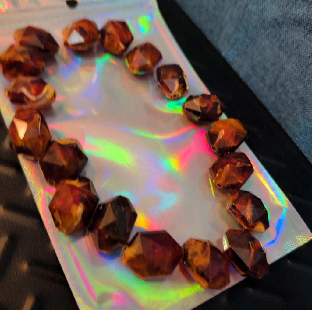 18 Baroque Pre-Drilled Faceted Tortoise Plastic Beads 3oz Craft Lot