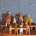 Farm Animals 9Pc Lot Plastic Horses Cows Vintage Style P