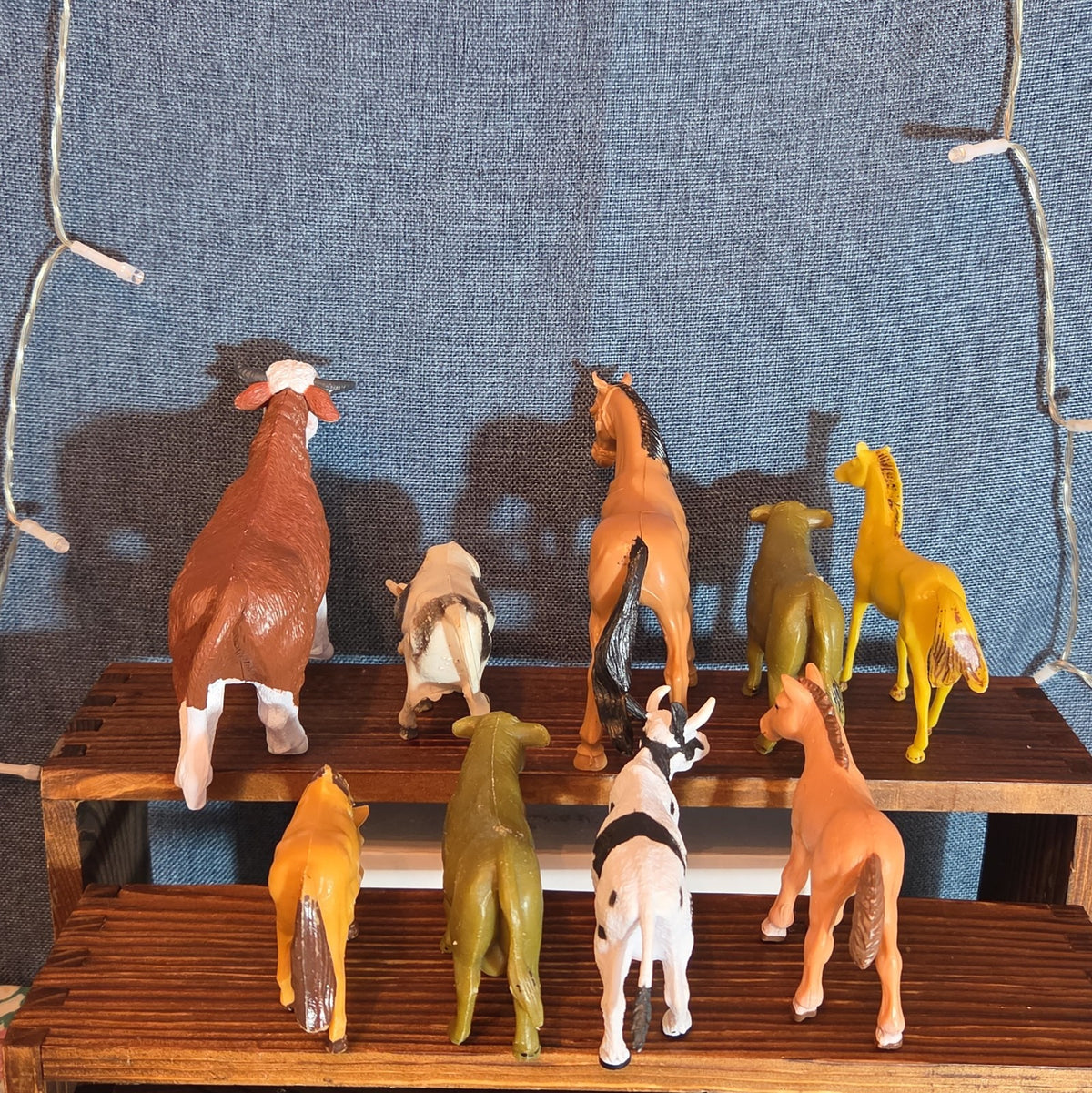 Farm Animals 9Pc Lot Plastic Horses Cows Vintage Style P