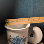 Jay Import Blue Rose Ceramic Canister with Lid Floral Farmhouse Decor 5" Jar