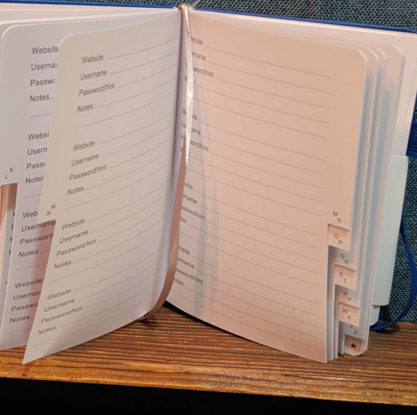 Password Book Internet Logbook Organizer Alphabetical Tabs Blue 4x5"