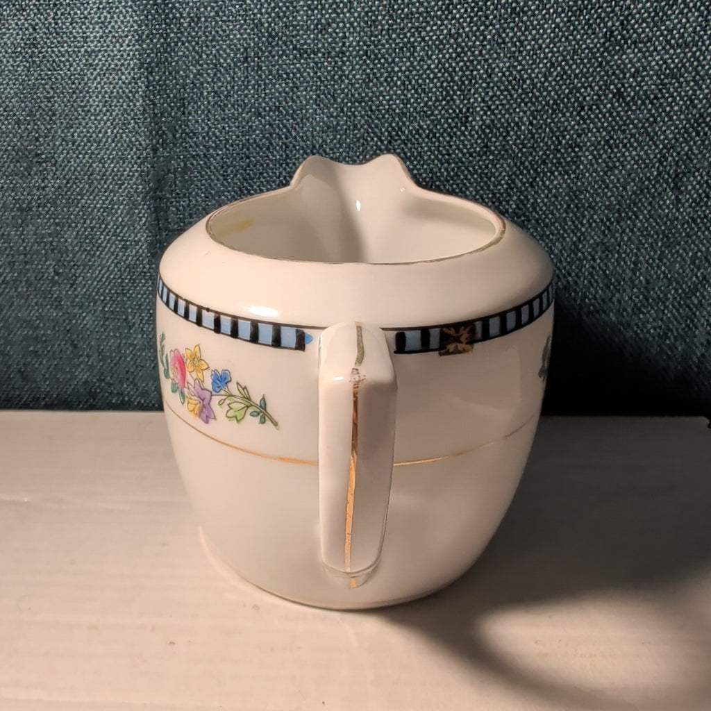 Vintage Noritake Sheridan Creamer Pitcher Art Deco Floral 1920s Gold Japan 3"