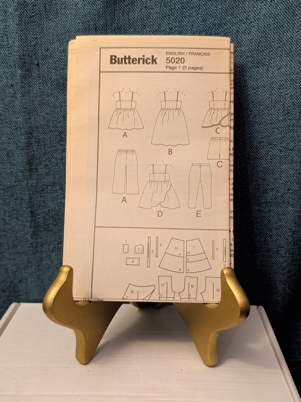 UNCUT Butterick B5020 Pattern | Girls Summer Dress Tunic Leggings Shorts | 2-5