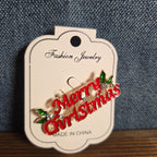 Merry Christmas Brooch Red Enamel Rhinestone Holiday Pin NWT