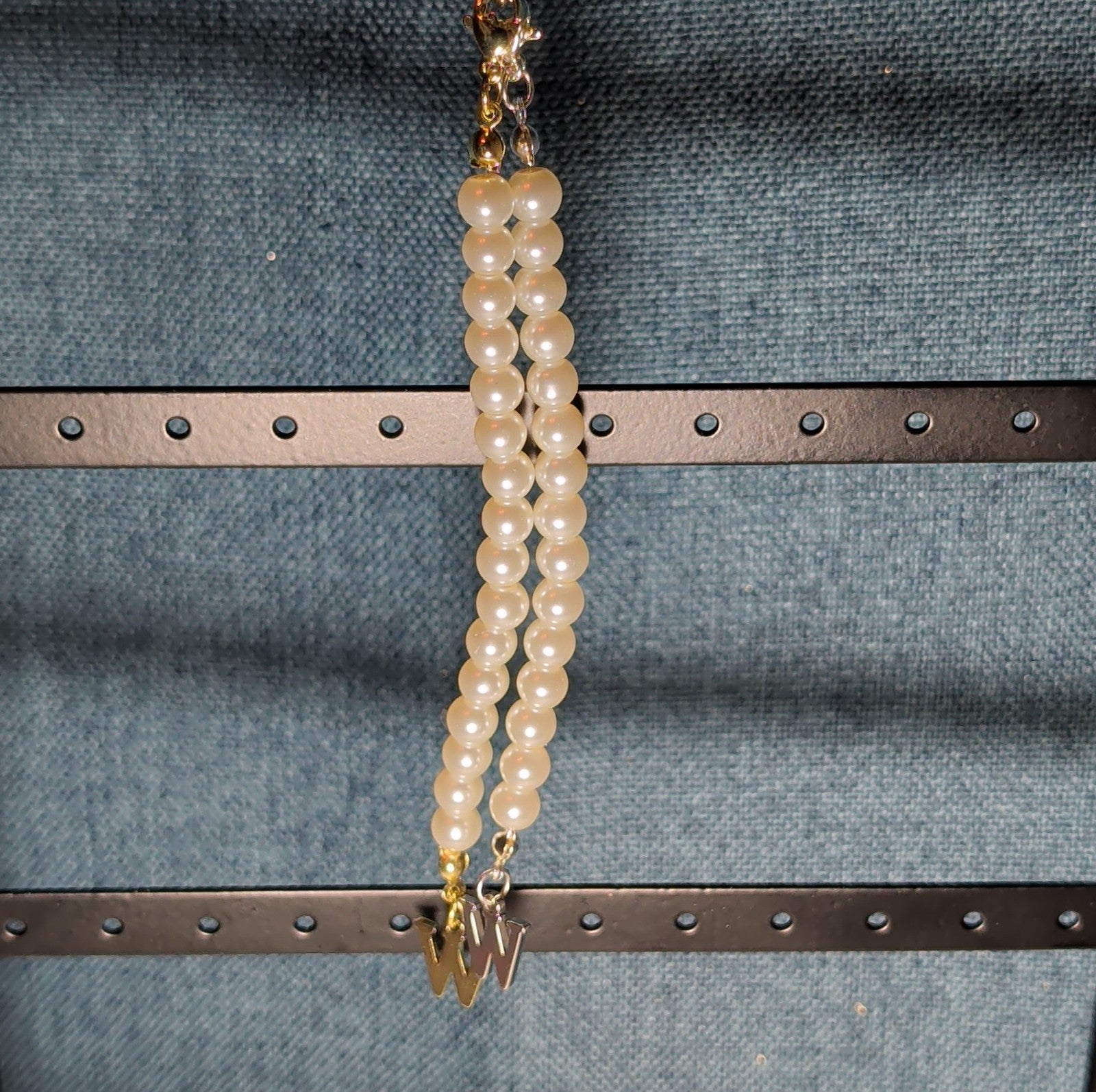 Faux Pearl Purse Charm Gold Silver Tone W Letter Initial