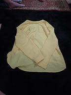 Nine West Petite XL PXL Yellow V-Neck Blouse Career Long Sleeve Pockets Popover