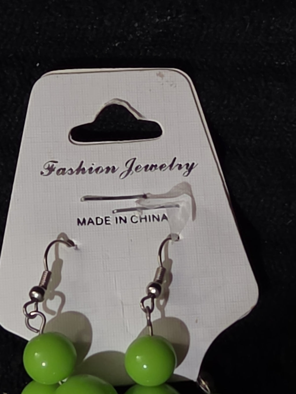 Chunky Bubblegum Bead Necklace Earring Set Green Retro New On Card