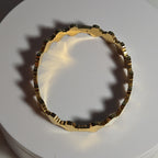 Hinged White Clover Bangle Bracelet Gold Tone Enamel