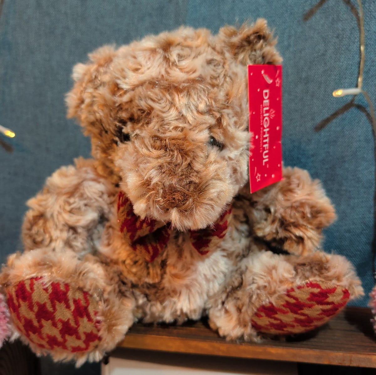 Delightful Holiday Christmas Teddy Bear Plush Lot 3 Pink Brown