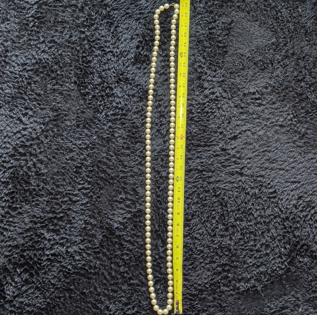 Vintage 54" Champagne Hand Knotted Faux Pearl Flapper Necklace