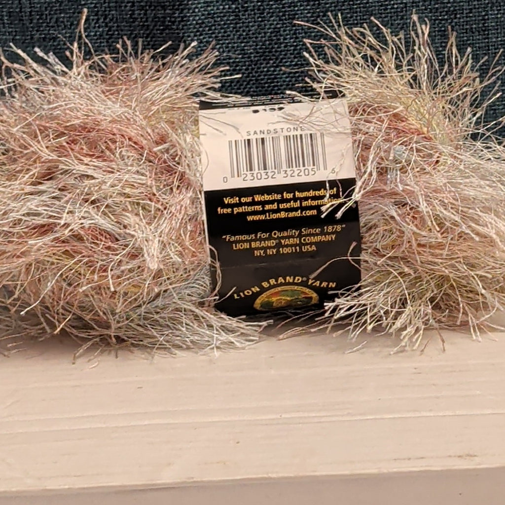 Lion Brand Fun Fur Prints Yarn 1 Skein Sandstone 225 Made in Italy Eyelash NOS