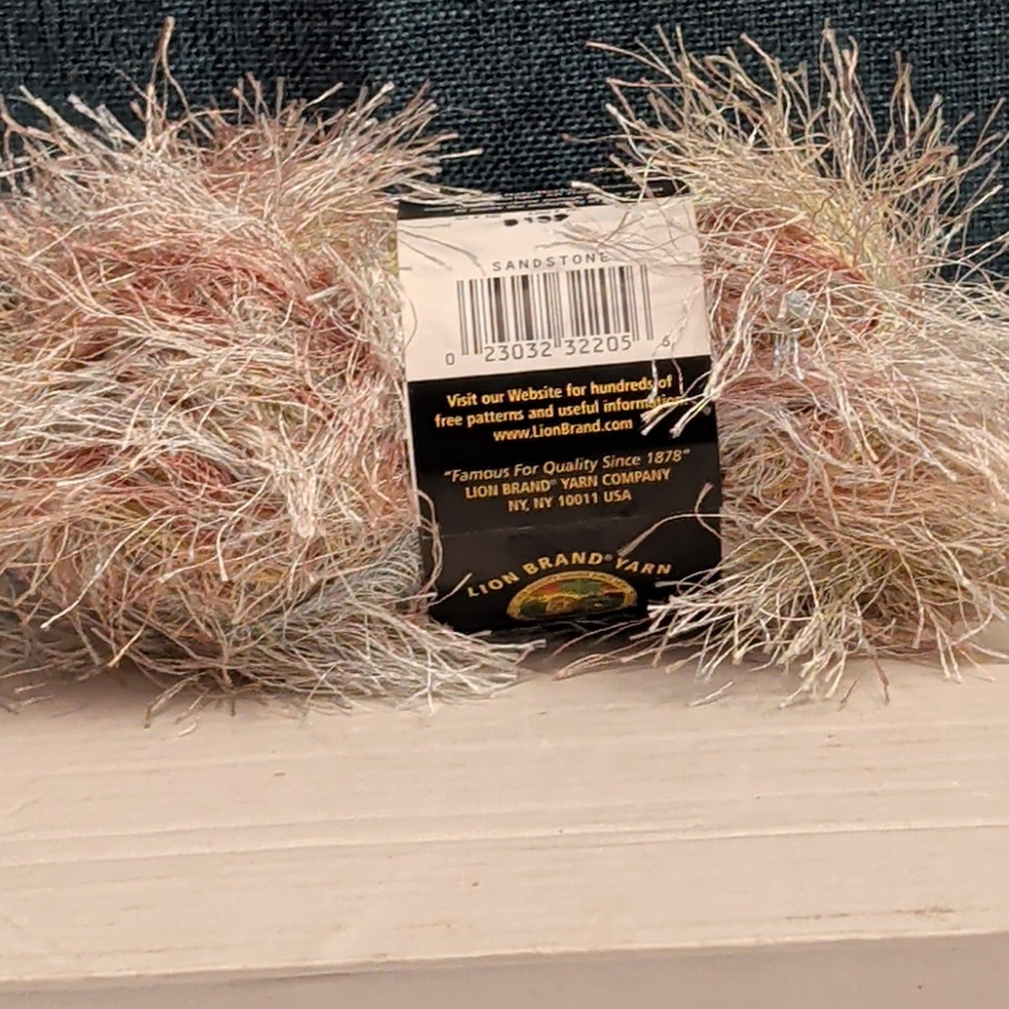 Lion Brand Fun Fur Prints Yarn 1 Skein Sandstone 225 Made in Italy Eyelash NOS