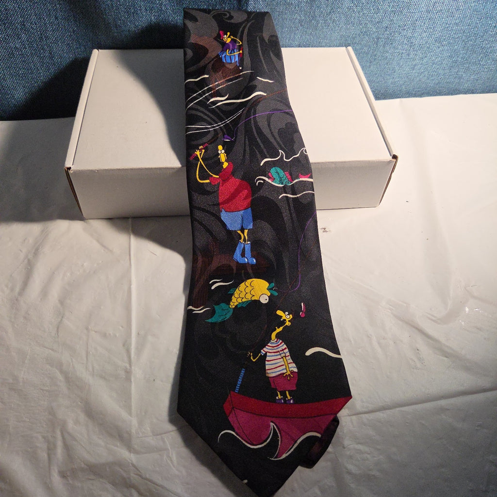 Vintage 90s Hallmark Fishing Tie The Big Catch SpecialTies Men Novelty Polyester