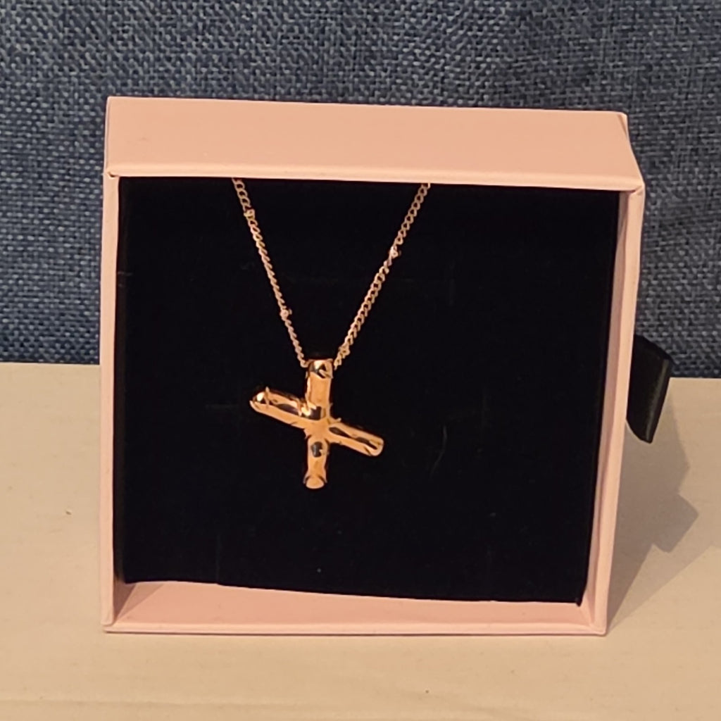 Pixie The Penguin Letter X Necklace Rose Gold Tone Puffy Coquette NIB