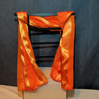 Vintage Orange Striped Scarf Sheer Satin Oblong Rectangular Wrap Retro