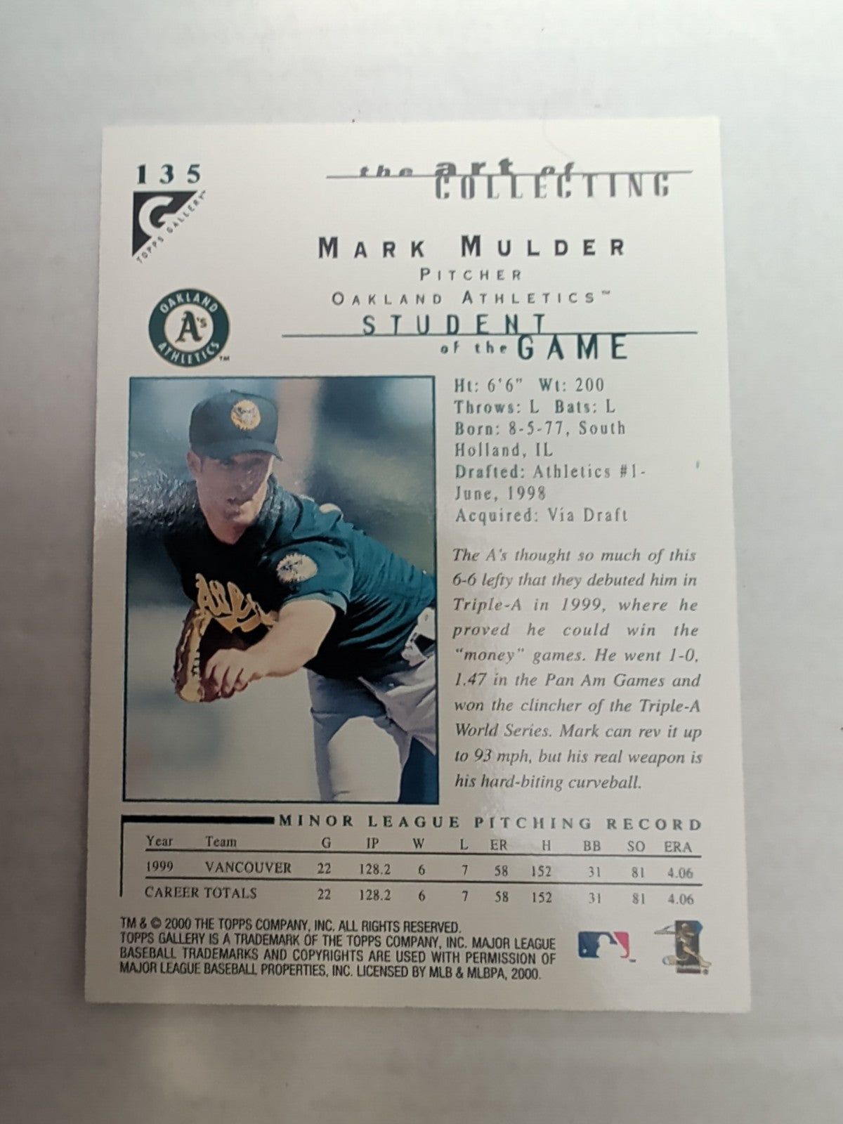 2000 Topps Gallery - Students of the Game Mark Mulder #135