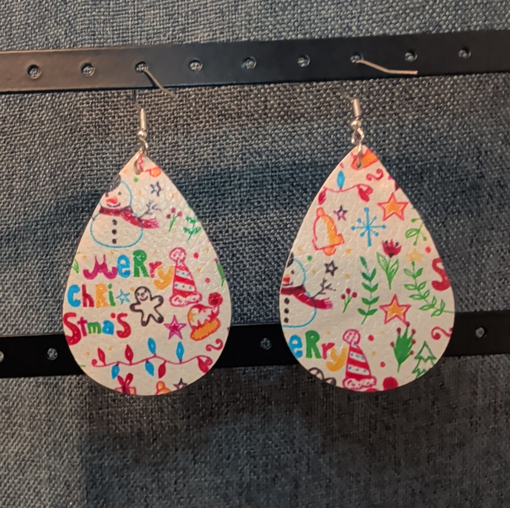 Faux Leather Teardrop Earrings Christmas Holiday Party Vibe NEW