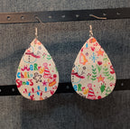 Faux Leather Teardrop Earrings Christmas Holiday Party Vibe NEW