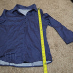 New York & Company Blouse Blue Polka Dot Button Down Office Wear Used Size L