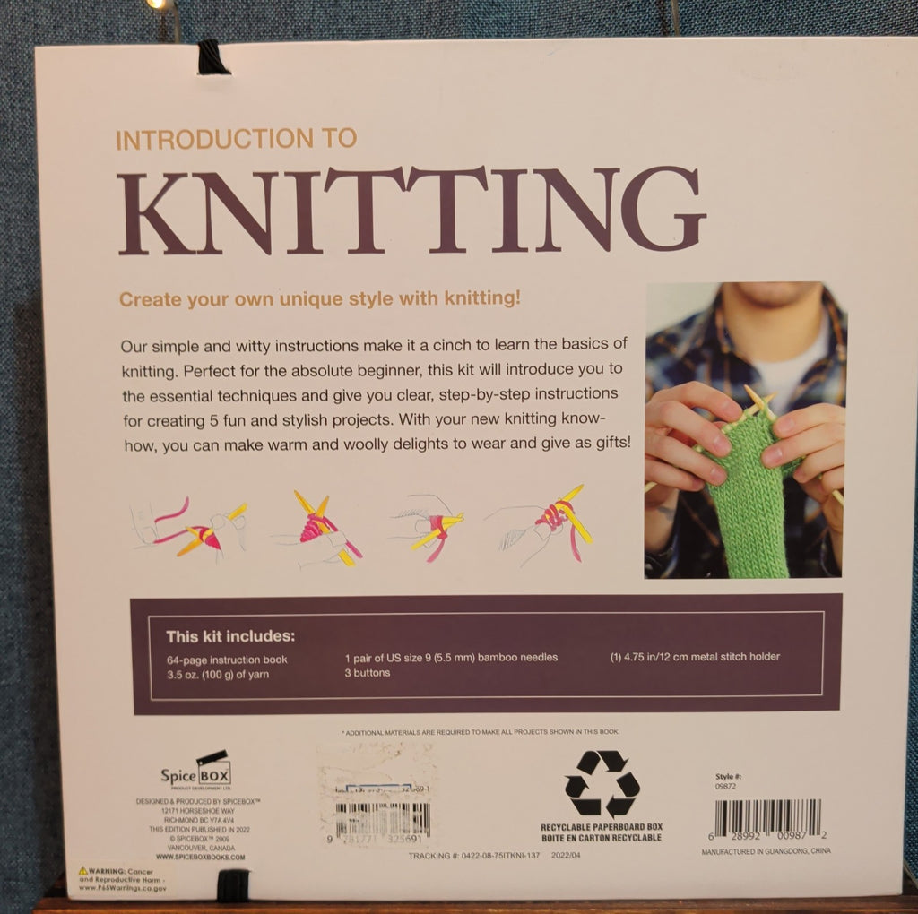 SpiceBox Intro To Knitting Learn To Knit Craft Kit Bamboo Needles
