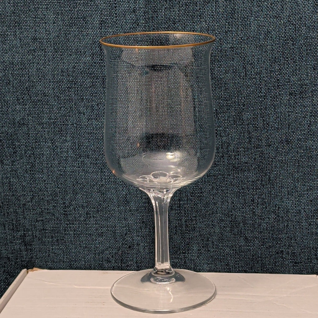LENOX Crystal INTRIGUE Wine Glasses Gold Trim Fluted Rim Vintage 80s | Set of 6
