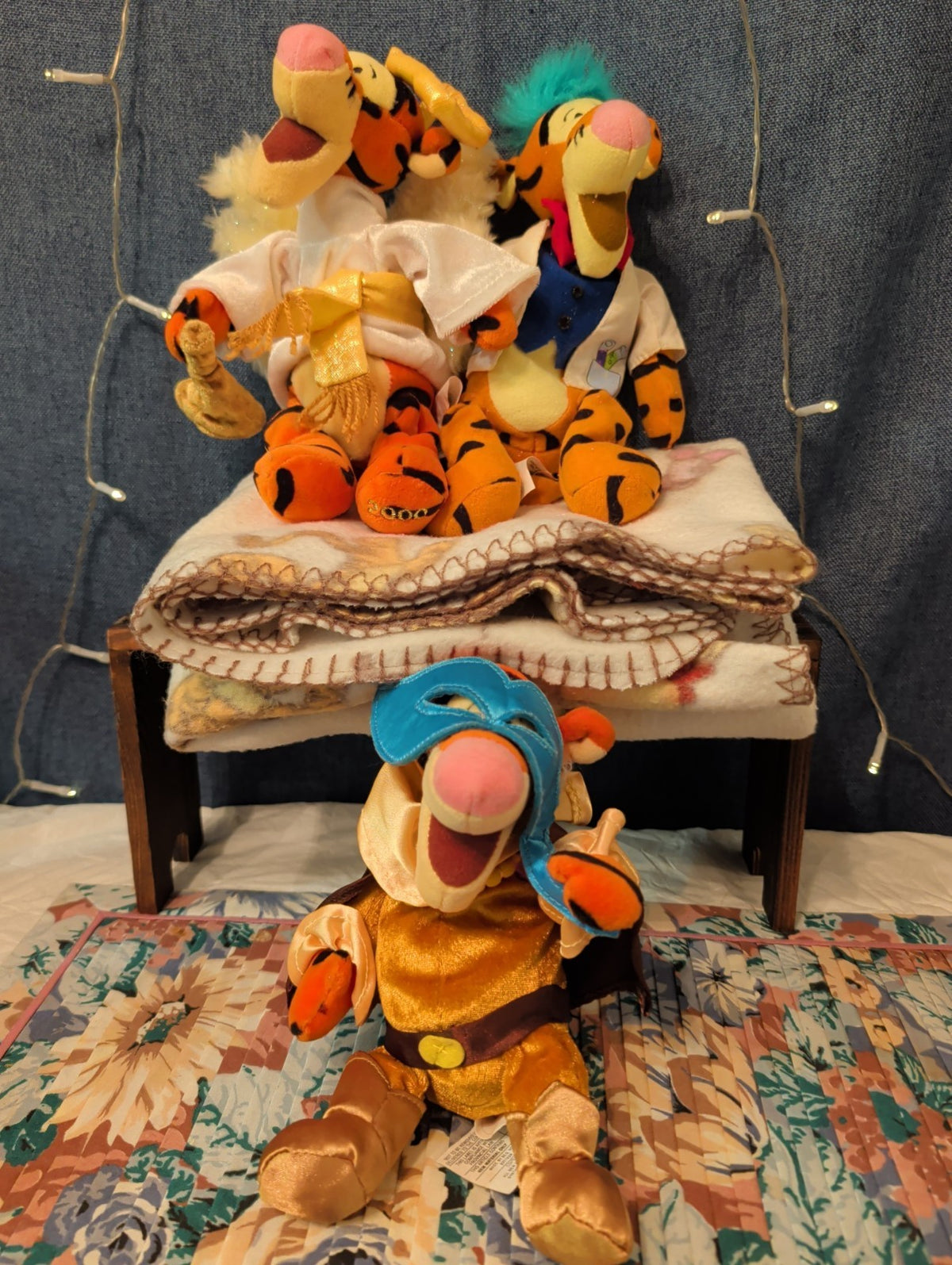 Disney Tigger Plush Lot Angel Mardi Gras Professor Pooh Blanket