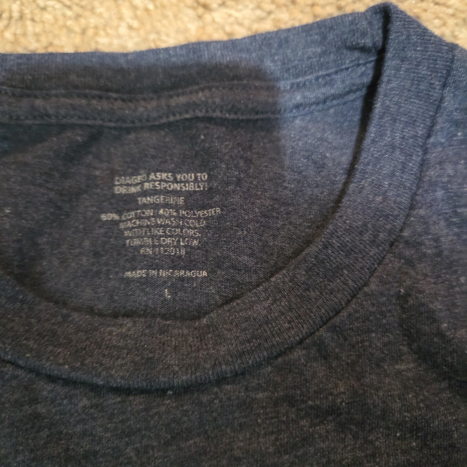 Diageo Tangerine Shirt Large Navy Blue Key Graphic Tee