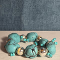 Chunky Faux Turquoise Silver Tone Stretch Bracelet Boho Y2K NWOT