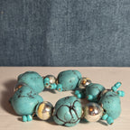 Chunky Faux Turquoise Silver Tone Stretch Bracelet Boho Y2K NWOT