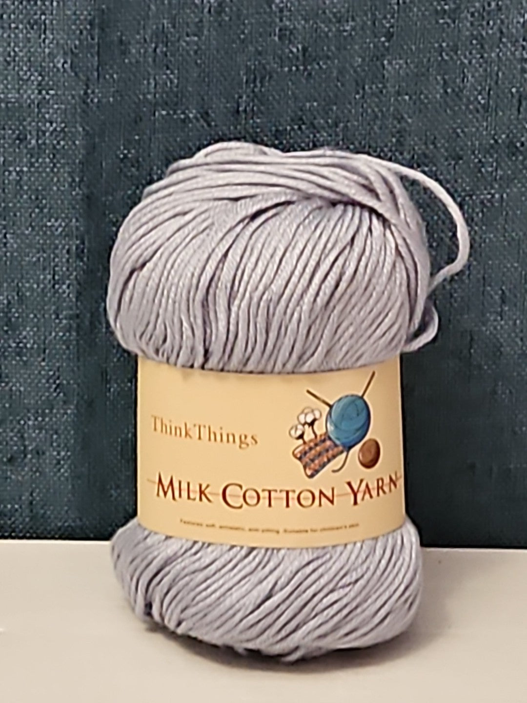 ThinkThings Milk Cotton Yarn | Soft Silver Grey 50g Skein Anti-Pilling