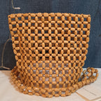 Faithfull The Brand Beaded Clutch Wood Boho Summer Bag NWT FFA056