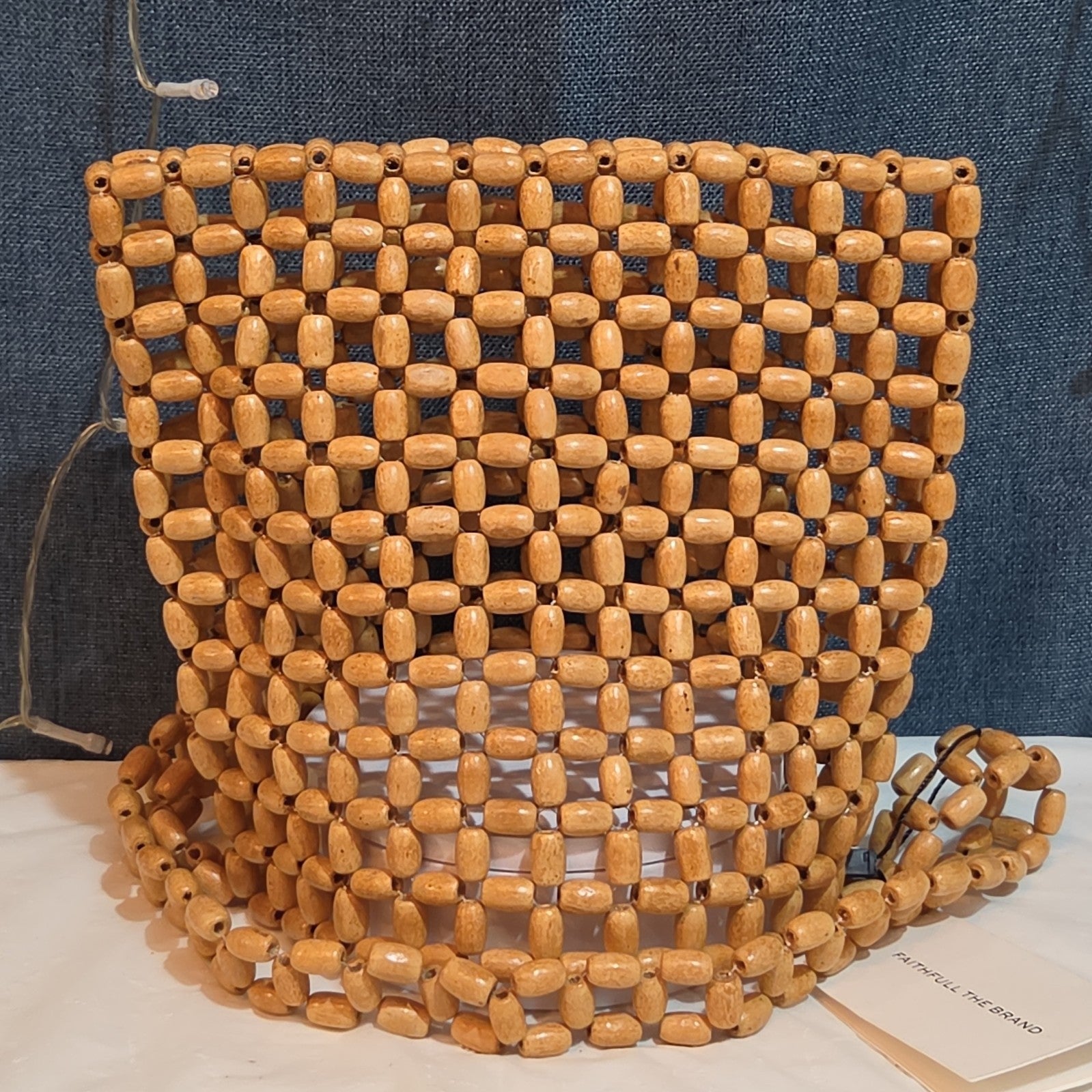 Faithfull The Brand Beaded Clutch Wood Boho Summer Bag NWT FFA056
