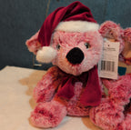 Delightful Holiday Christmas Teddy Bear Plush Lot 3 Pink Brown