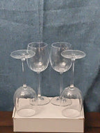 Set of 4 Clear Glass Stemmed Wine Glasses Balloon Bowl All-Purpose Stemware