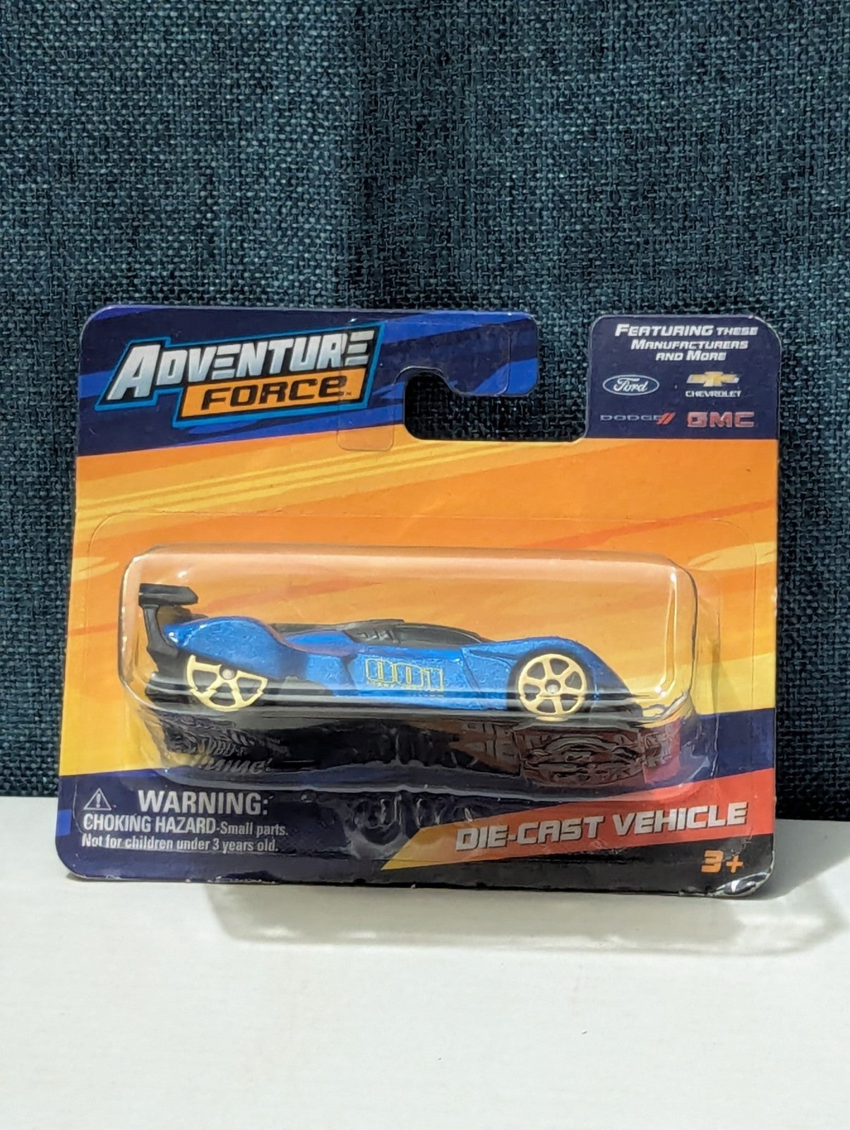 Adventure Force Blue Race Car | Maisto Fresh Metal Diecast | GT Racer Gold Wheel