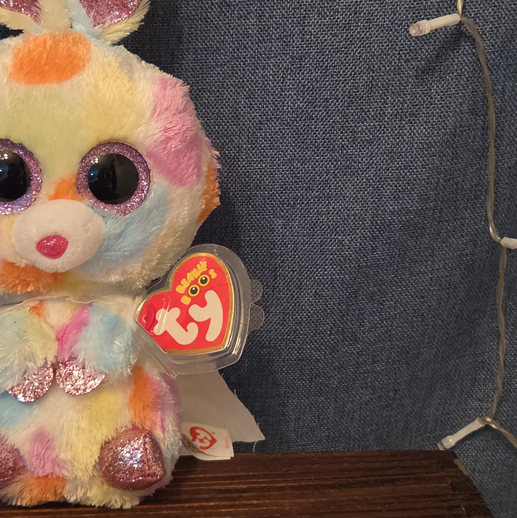 Ty Beanie Boos Bloomy Pastel Bunny Plush 6" Glitter Eyes Easter Bunny