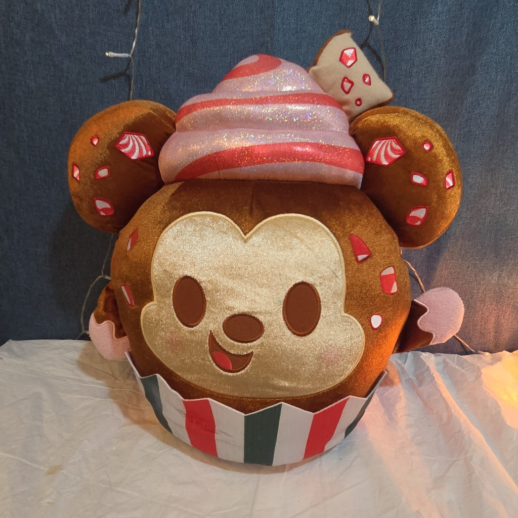 Disney Mickey Mouse Gingerbread Cupcake Plush Toy with Peppermint Accents