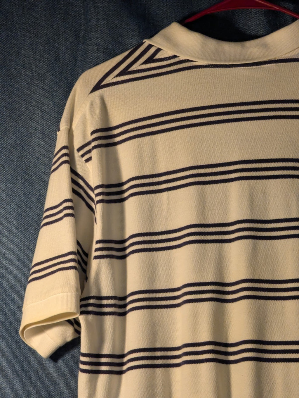Vintage 90s Polo Ralph Lauren Shirt Men's Large Cream Navy Stripe 