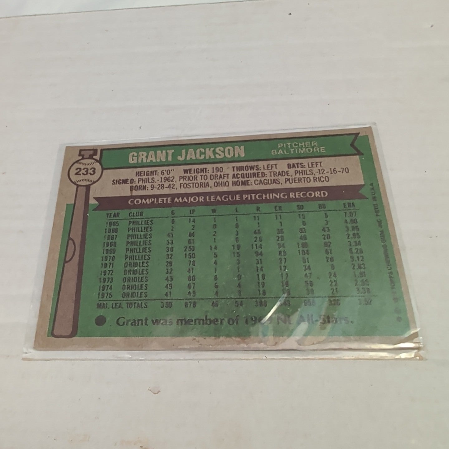 ​1976 Topps Grant Jackson #233 Orioles 2026 Topps 75th Anniversary Buyback Stamp