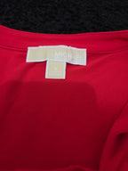 Michael Kors Blouse Red Zip Top Women Large Roll Tab Sleeve Jersey Shirt Used