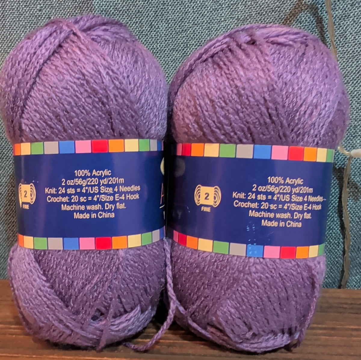 Herrschners Afghan Yarn 2 Ply Grape Purple Acrylic 2 Skein Lot