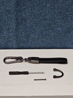 Genuine Leather GMC Car Keychain Set | Black Metal Key Ring Screwdriver Included