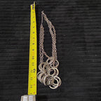 NY Collection Silver Tone Triple Chain Rhinestone Ring Cluster Necklace