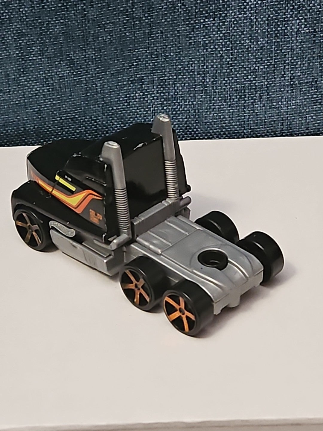 Hot Wheels Semi Truck Cab | Track Stars Black & Orange Racing Hauler