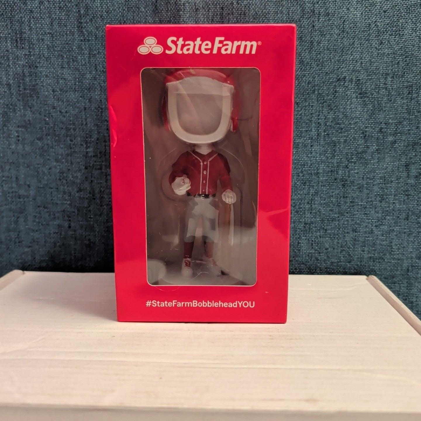 State Farm Bobblehead YOU! Baseball Player Figure Red Uniform HTF Promo NEW Box