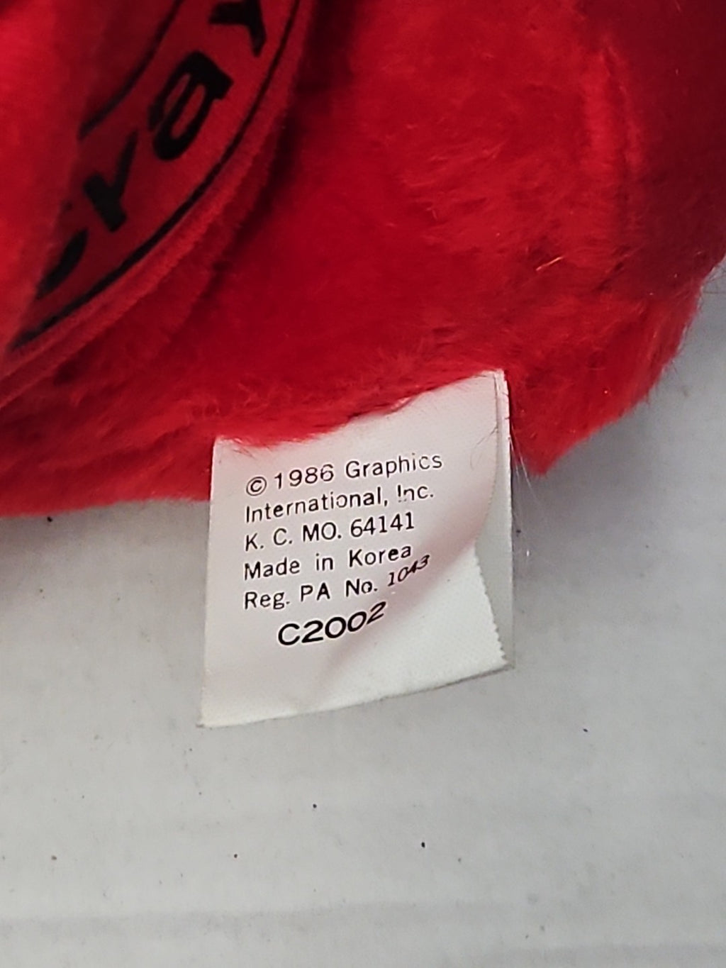 Vintage 1986 Crayola Teddy Bear Plush | Red Crayon Shirt | 7" Stuffed Animal |