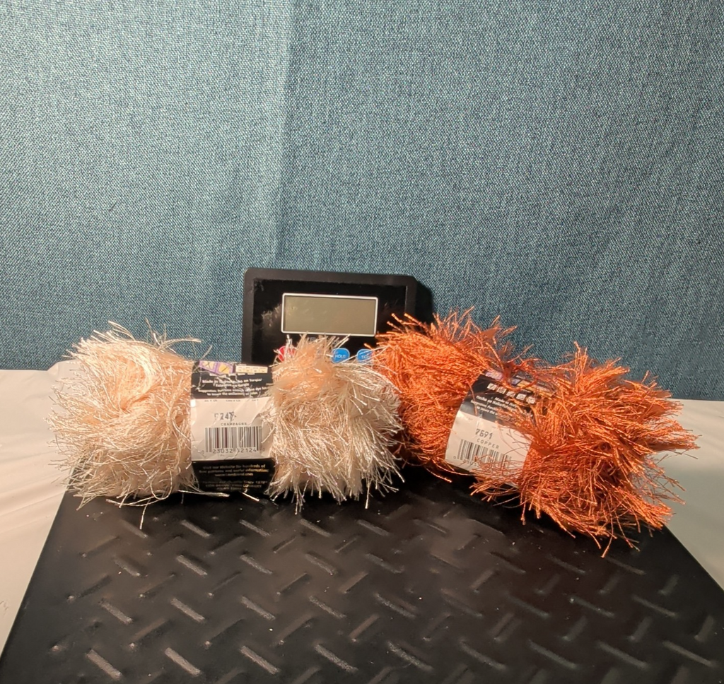 Lion Brand Fun Fur Yarn Copper & Champagne Eyelash Lot 2 Skeins 64yds Y2K NEW