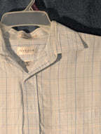 Van Heusen Wrinkle Free Broadcloth Dress Shirt Men's 16 (34/35) Light Blue Plaid